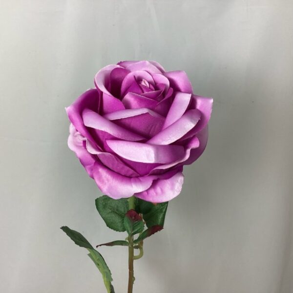 Artificial Single Open Globe Rose Dark Pink