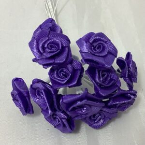 Craft 15mm Ribbon Rose (Bunch 12) Purple