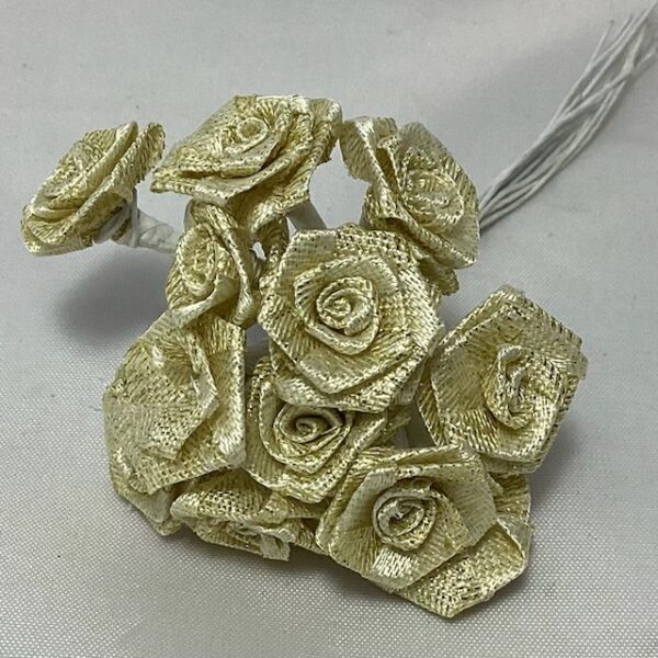 Craft 15mm Ribbon Rose (Bunch 12) Iridescent Gold