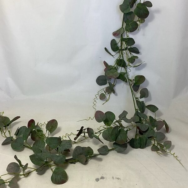 Artificial 200cm Eucalyptus Leaf Garland Green/Red