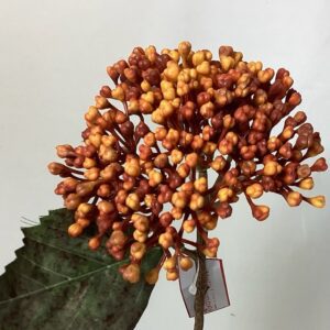 Orange Plastic Artificial Berry Hydrangea Cluster