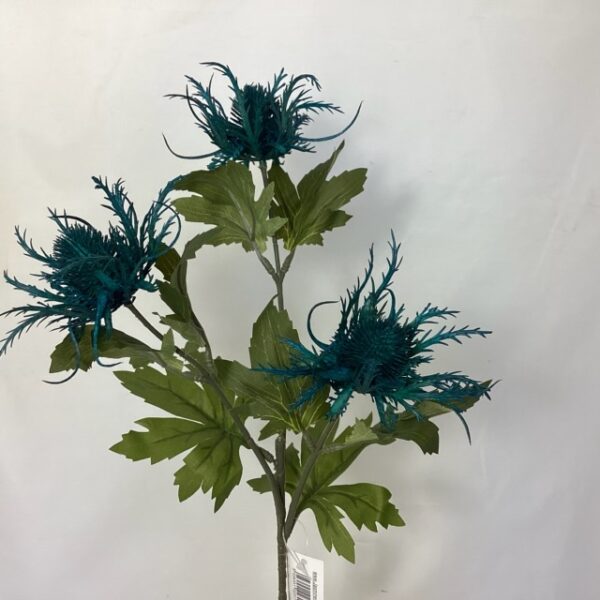 Teal artificial Dry Look Amore Wild Sea Holly Spray x 3 Heads