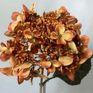Artificial Orange Amore Dry Look Budding Hydrangea