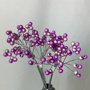 Mixed Bead Spray (Bunch) Fuchsia/Pink Beads/Silver Wire
