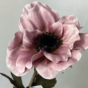 Pink Artificial Dry Look Amore Single Anemone Stem