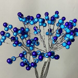 Mixed Bead Spray (Bunch) sapphire Blue Beads/Silver Wire