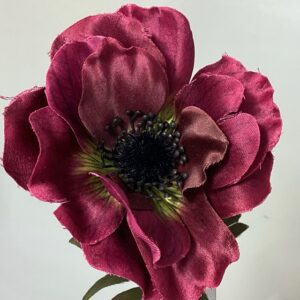 Burgundy Artificial Dry Look Amore Single Anemone Stem