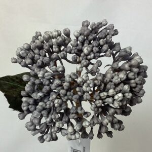 Grey Artificial Amore Dry Look Plastic Hydrangea Berry Cluster