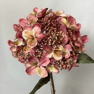 Pink Artificial Amore Dry Look Budding Hydrangea Flower Spray