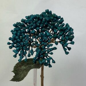 Teal Artificial Amore Dry Look Plastic Hydrangea Berry Cluster
