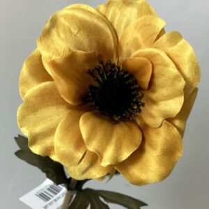 Mustard Yellow Artificial Dry Look Amore Single Anemone Stem
