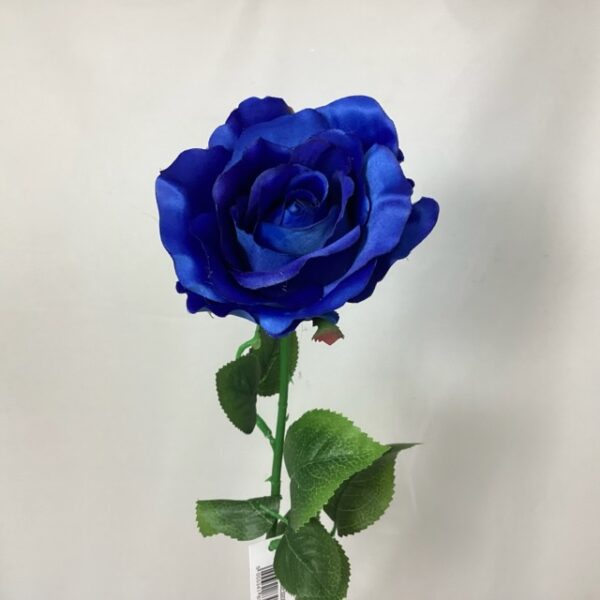 Artificial Elegance Single Open Rose Royal Blue
