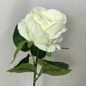 Ivory Artificial Single Open Rose