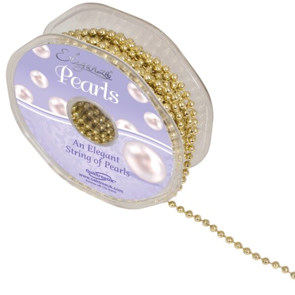 4mm Eleganza String of Pearls 10m Metallic Gold