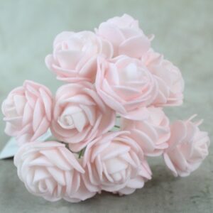 2cm Mini Foam Roses (Bunch 12) Light Baby Pink