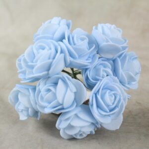 2cm Mini Foam Roses (Bunch 12) Light Baby Blue