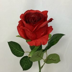 Artificial Single Open Rose (Short Stem) Dark Red