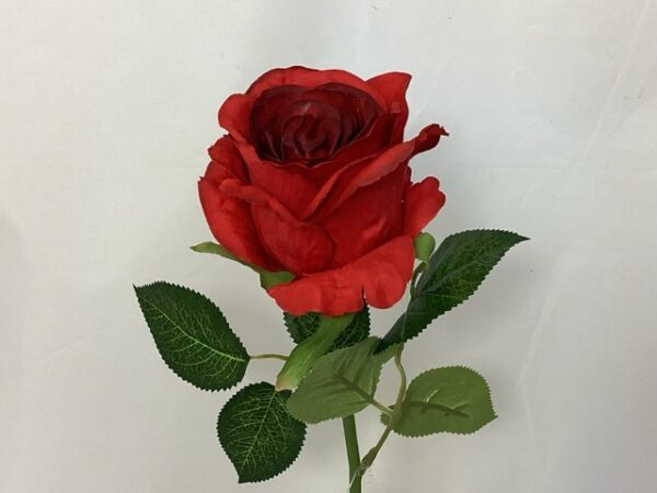 Artificial Single Open Rose (Short Stem) Dark Red