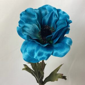 Teal Artificial Dry Look Amore Single Anemone Stem