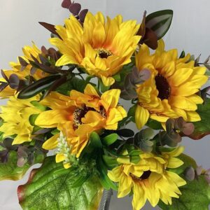 Yellow Artificial Sunflower / Eucalyptus Bush