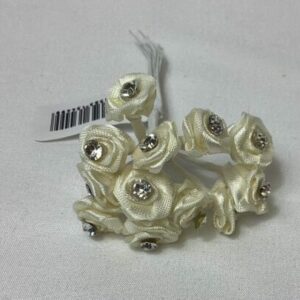 13mm Diamante Ribbon Rose (Bunch 12) Cream/Ivory