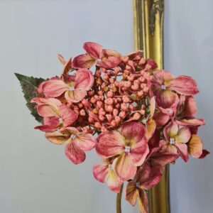 Pink Artificial Amore Dry Look Budding Hydrangea Flower Spray