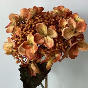 Orange Artificial Amore Dry Look Budding Hydrangea Flower Spray