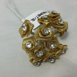 13mm Diamante Ribbon Rose (Bunch 12) Metallic GOLD