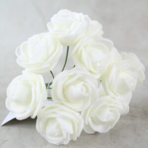 2cm Mini Foam Roses (Bunch 12) Ivory