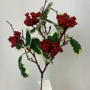 Artificial Holly SPRAY with Berries Variegated