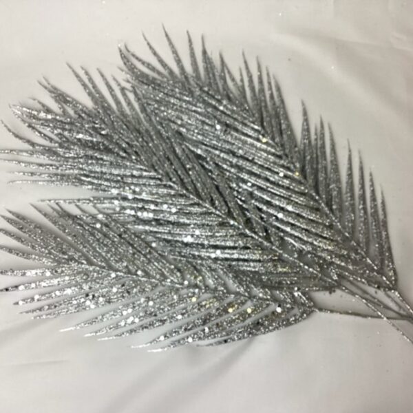 Glittered Palm Leaf Spray (Pack 6) Silver