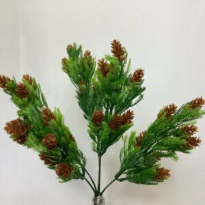 Artificial Fir cone leaf Spray Green