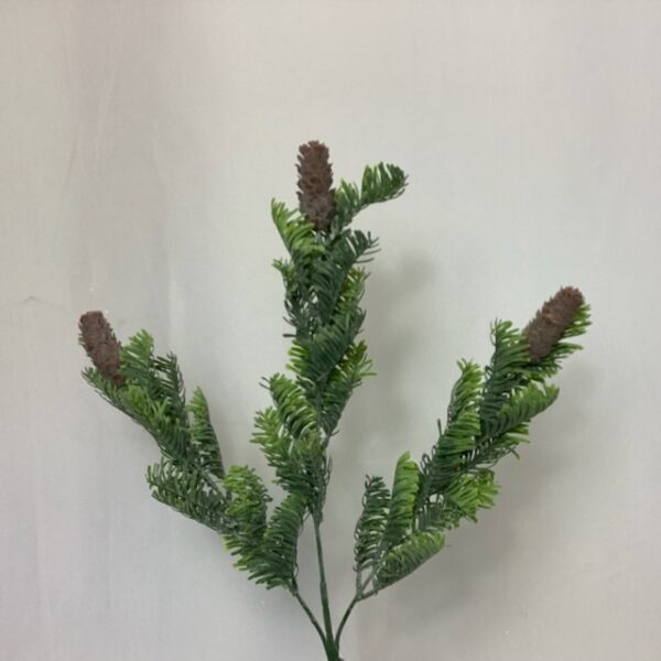 Artificial Fir Leaf Spray with pinecones Green