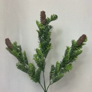 Artificial Fir Leaf Spray with pinecones Green