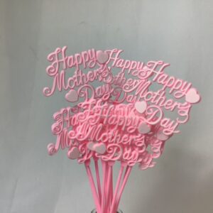 Plastic Happy Mothers Day Picks (Pack 12) Pink