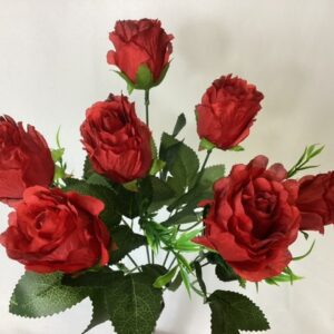 Artificial Crinkle Rose Bush with Grass Red