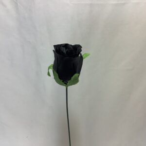Artificial Satine Rose Bud Pick Black