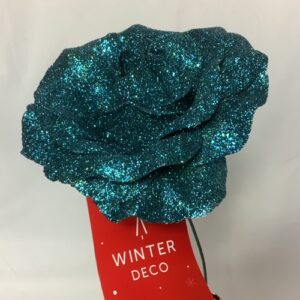 Single Glitter Rose Pick Peacock Turquoise