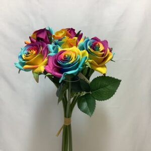 Artificial Fresh Touch Diamond Rose (Bundle 7) Rainbow