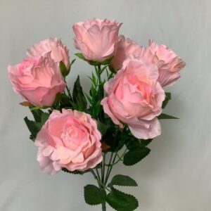Artificial Crinkle Rose Bush with Grass Pink