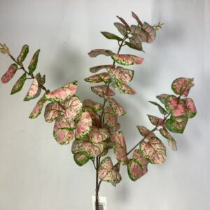 Artificial Triple Eucalyptus Leaf Spray Pink/Green