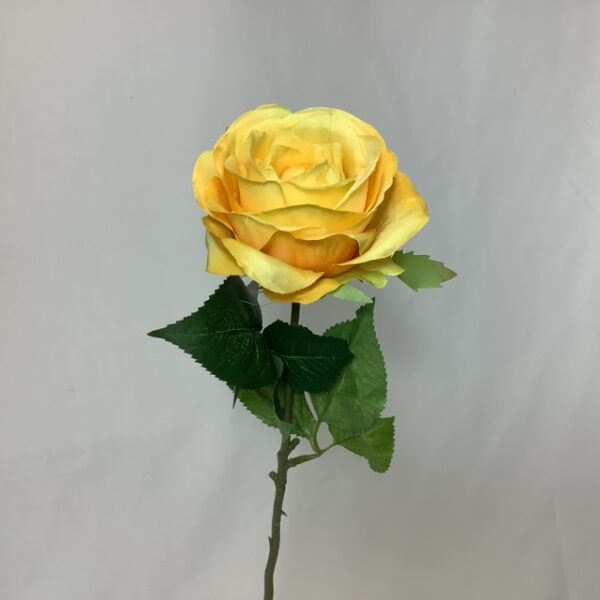 Artificial Tiana Single Open Rose Yellow