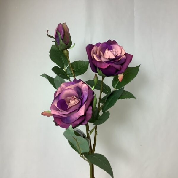 Artificial Hilary Rose Spray x 2 Heads and Bud Purple