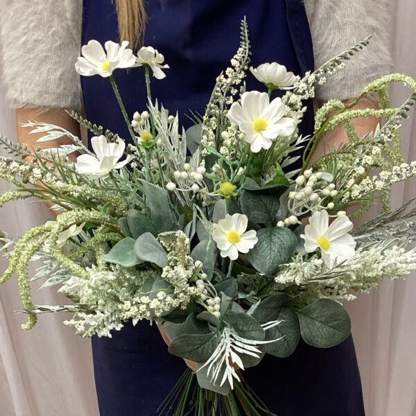 Ivory Artificial  Lana Cosmos Brides Hand Tied Bouquet