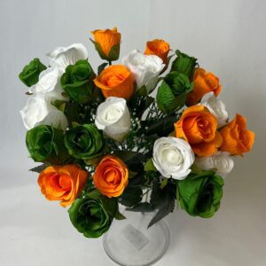 orange, green and white artificial rose bush bush