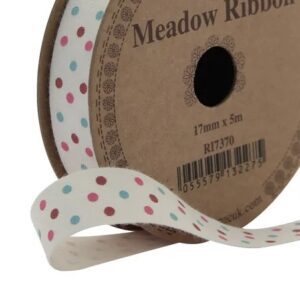 17mm Meadow Ribbon Burgundy/Pink/Turquoise 5m