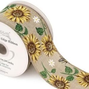 63mm Yellow Sunflower Eleganza Luxury WIRED Ribbon 9.1m