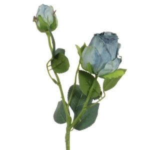 Artificial Dried Touch Gemini Rose Spray  Blue