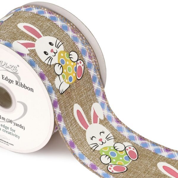 63mm Easter Bunny Wired Edge Eleganza Ribbon