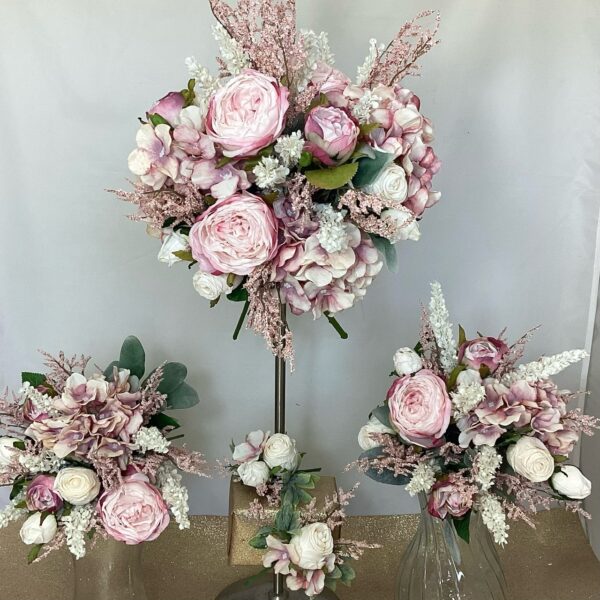 Pink and Ivory Brides Artificial Hand Tied Bouquet